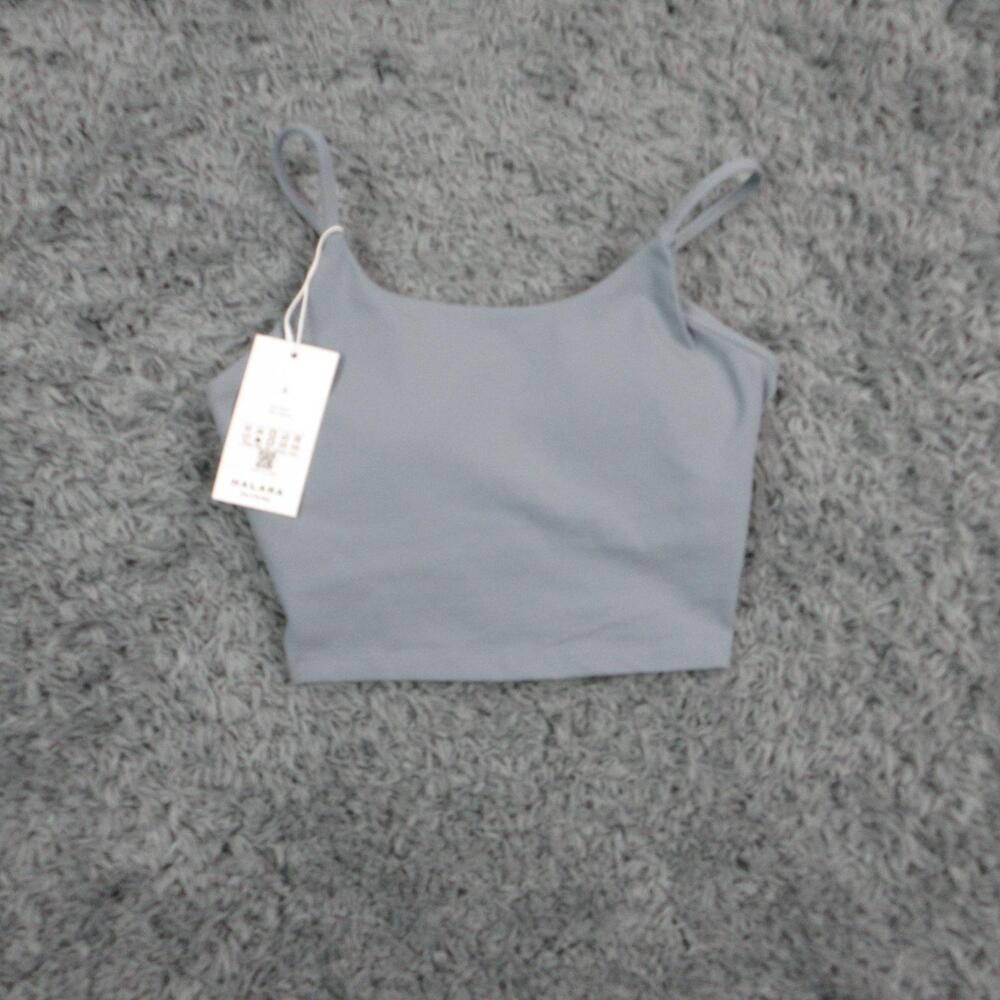 HALARA Tank Top Womens Small Gray Cropped Strappy Scoop Neck Slim Activewear NWT